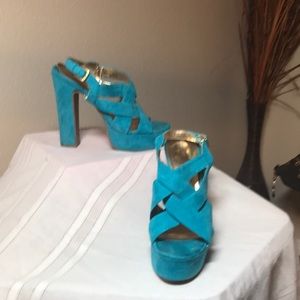 Shoes Mossimo Bright Turquoise straps platforms